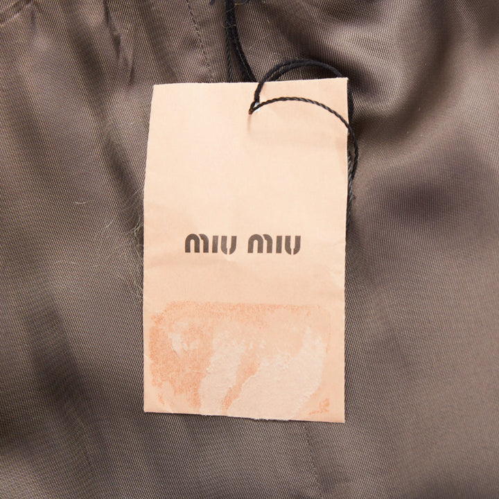 MIU MIU 2017 yellow faux shaggy fur grey wool XL buttons coat IT38 XS