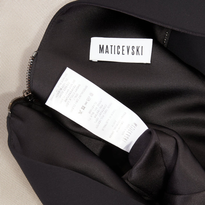 MATICEVSKI 2018 Essex black white asymmetric ruffle polyester midi dress AUS8 S