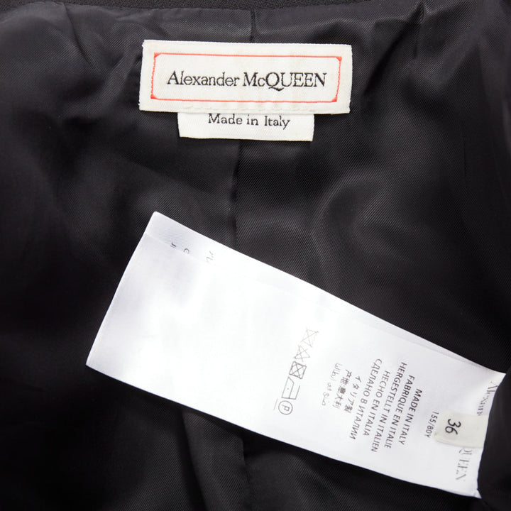 ALEXANDER MCQUEEN 2019 Runway wool silk black grey deconstructed blazer IT36 XXS