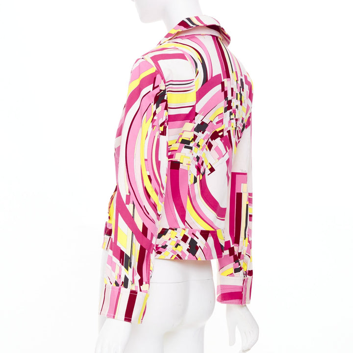EMILIO PUCCI Vintage pink psychedelic swirl graphic print zip crop jacket IT44 L