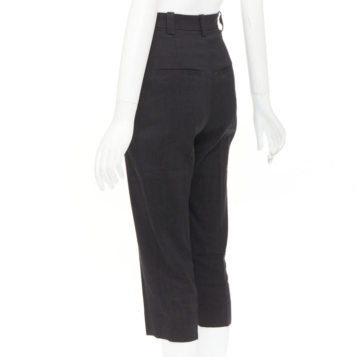 JACQUEMUS L'amour black hemp wool high rise cropped clam digger pants FR34 XS