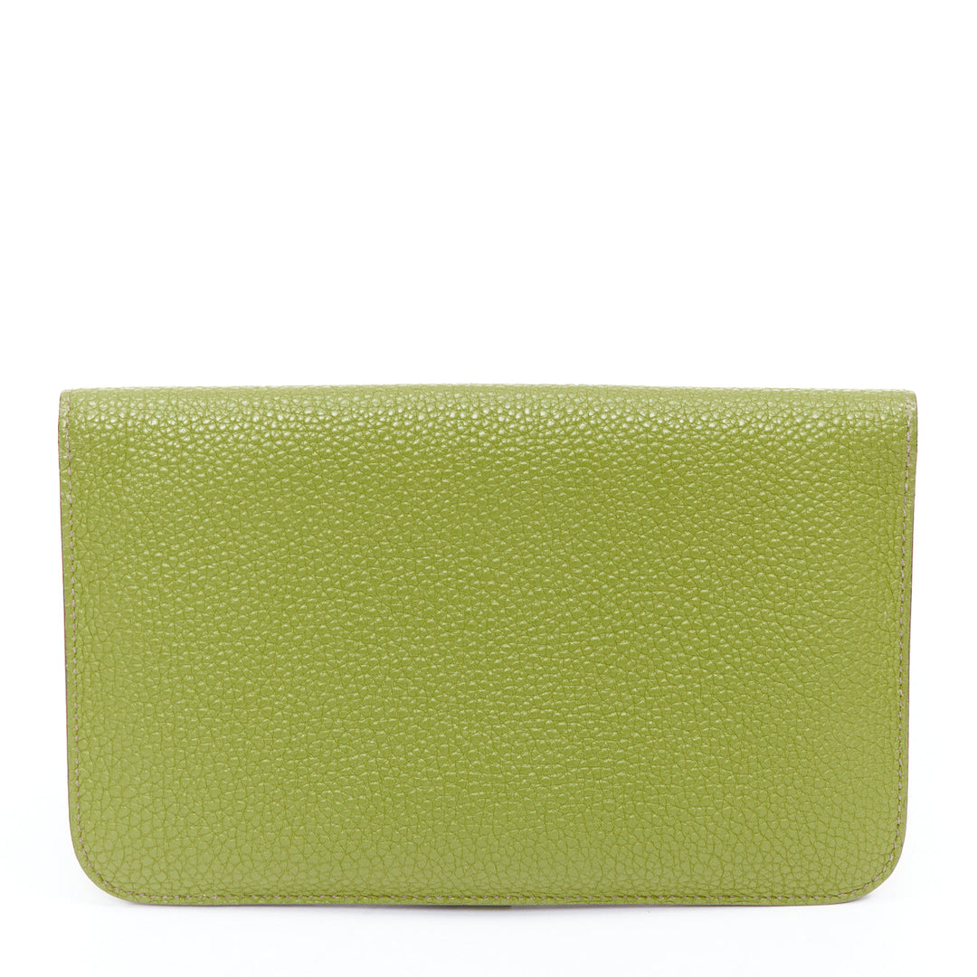 HERMES Dogon Duo green togo leather PHW loop through long wallet