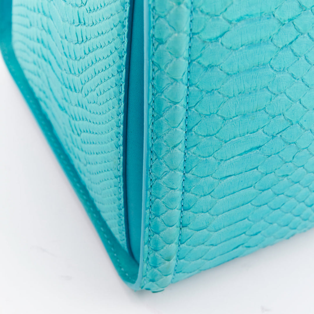 VICTORIA BECKHAM Seven Satchel turquoise scaled leather top handle bag