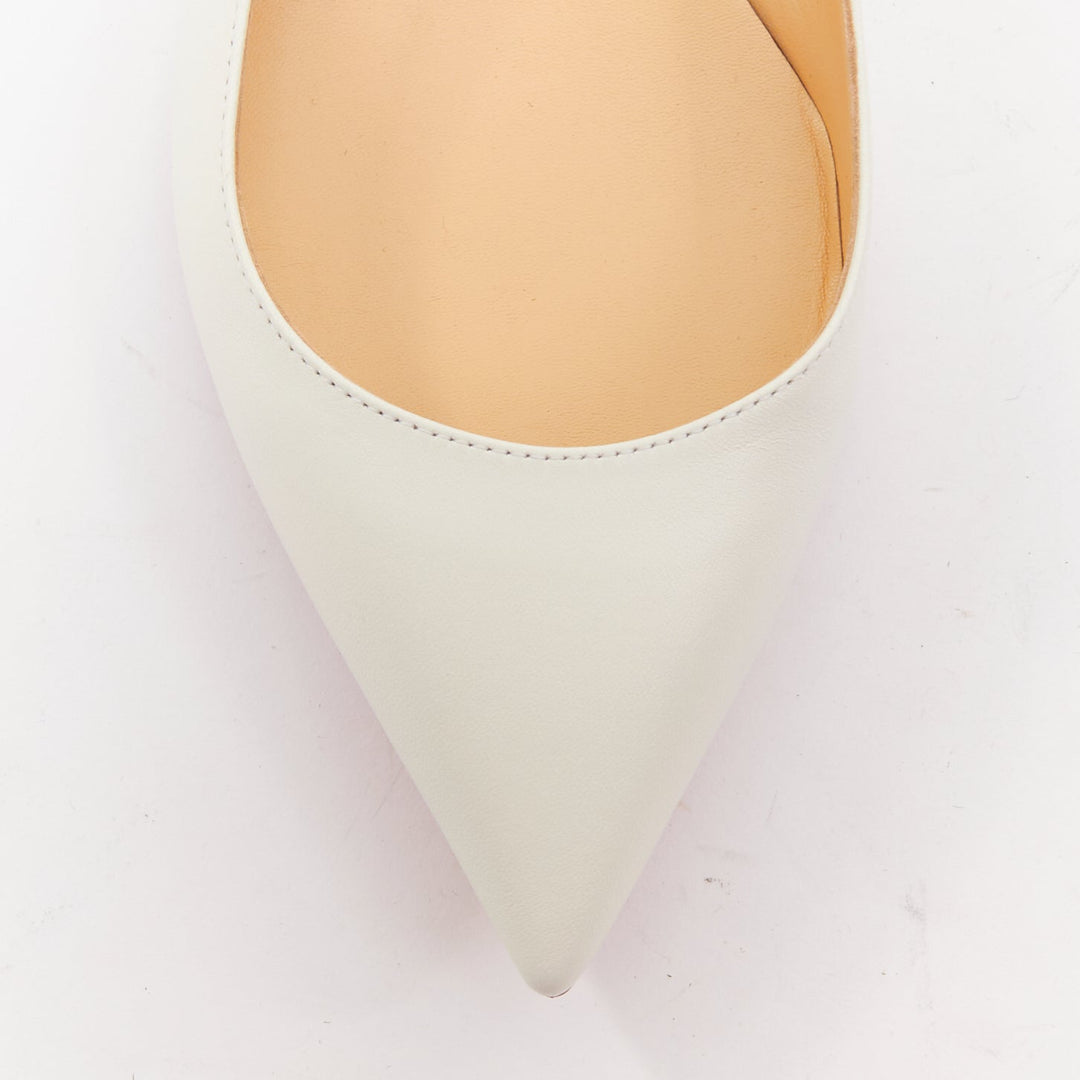 CHRISTIAN LOUBOUTIN Ballalla white leather point toe ballerina flats EU38