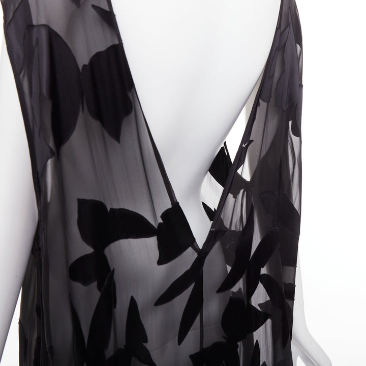 SAINT LAURENT 2023 Runway black  butterfly applique sheer maxi dress T2 M