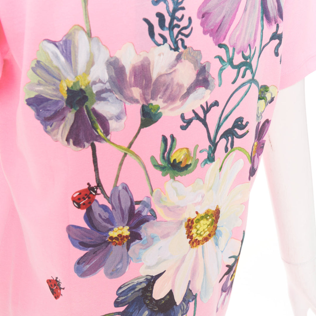 GUCCI 2018 pink cotton Fawn Bambi heart print green logo t-shirt XS