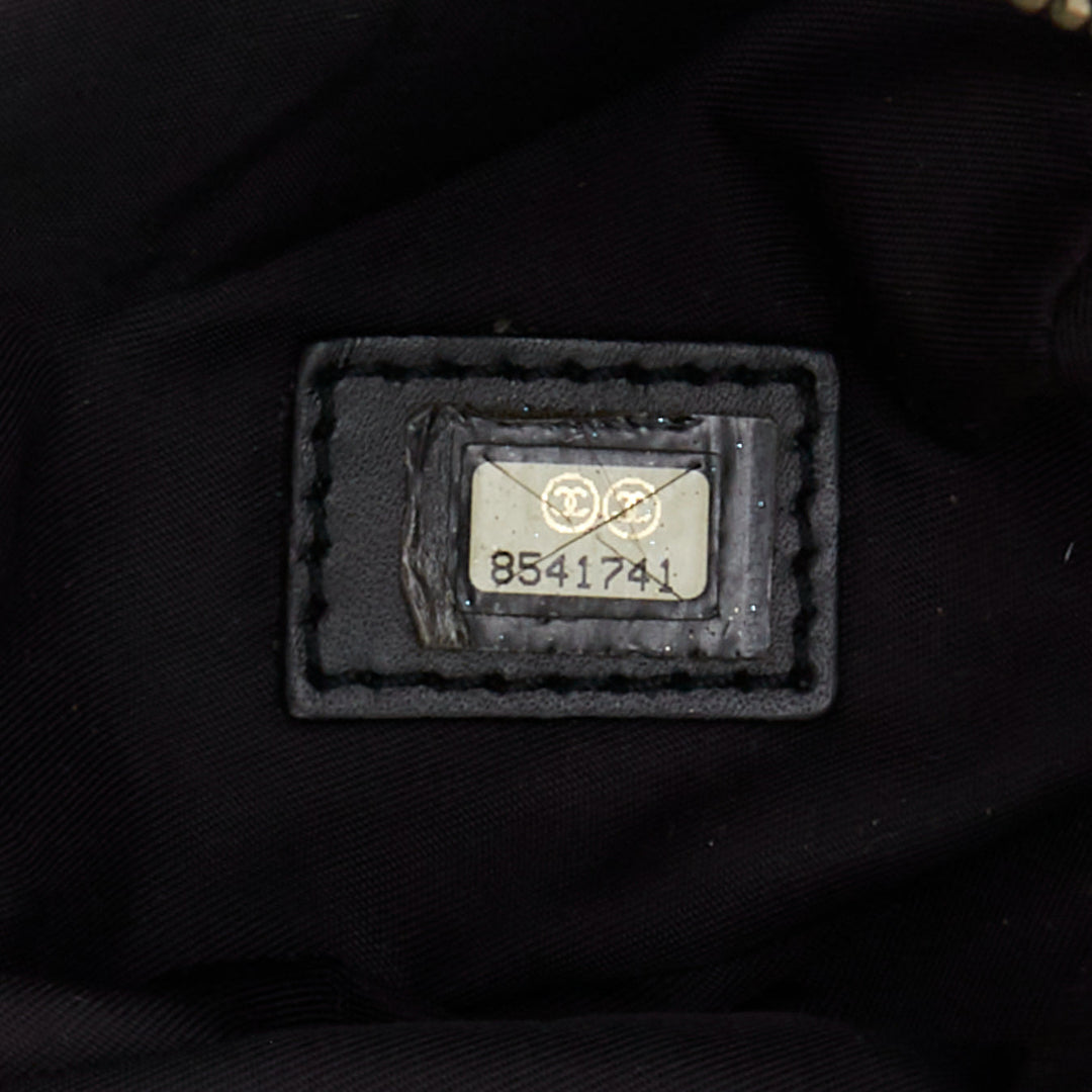 CHANEL 2002 New Travel Line black jacquard nylon mini Boston bowling bag