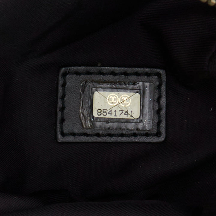 CHANEL 2002 New Travel Line black jacquard nylon mini Boston bowling bag