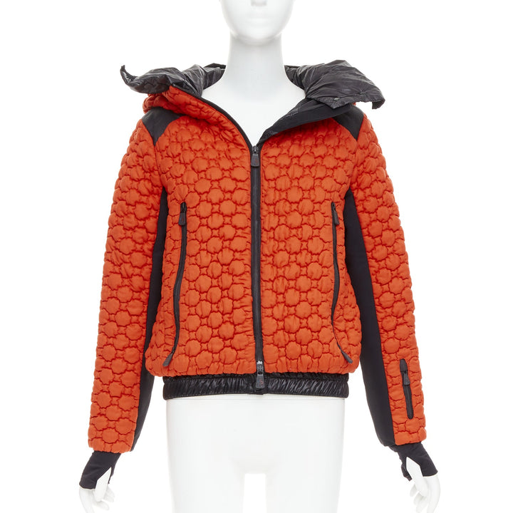 MONCLER Grenoble Soubeyran orange wool texture quilted down ski jacket Sz1 S