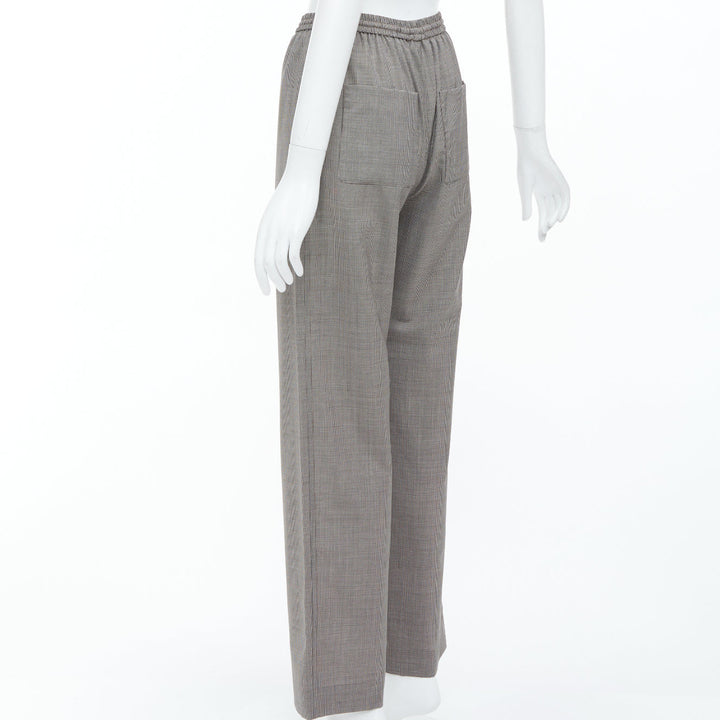 CELINE Phoebe Philo brown check wool silk drawstring pajama pants FR36 S