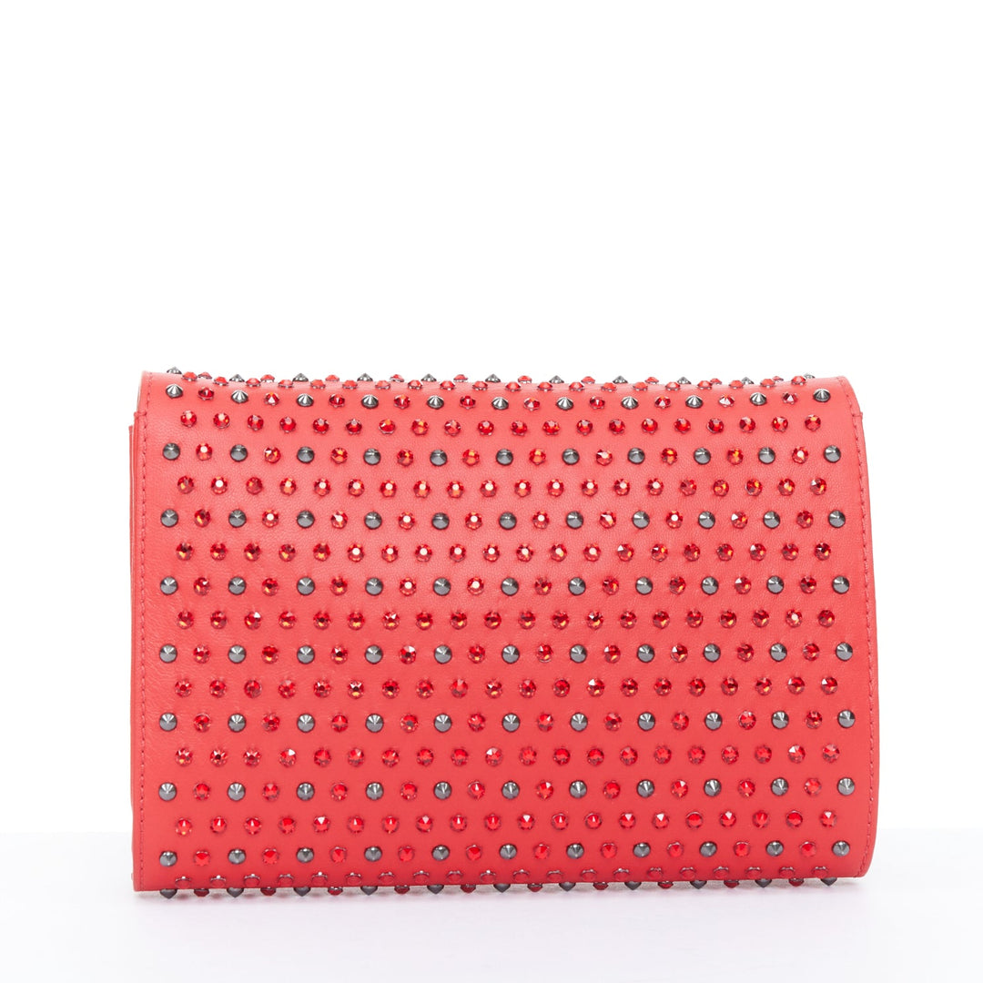 VERSACE Palazzo Medusa red strass crystal stud embellished leather crossbody bag
