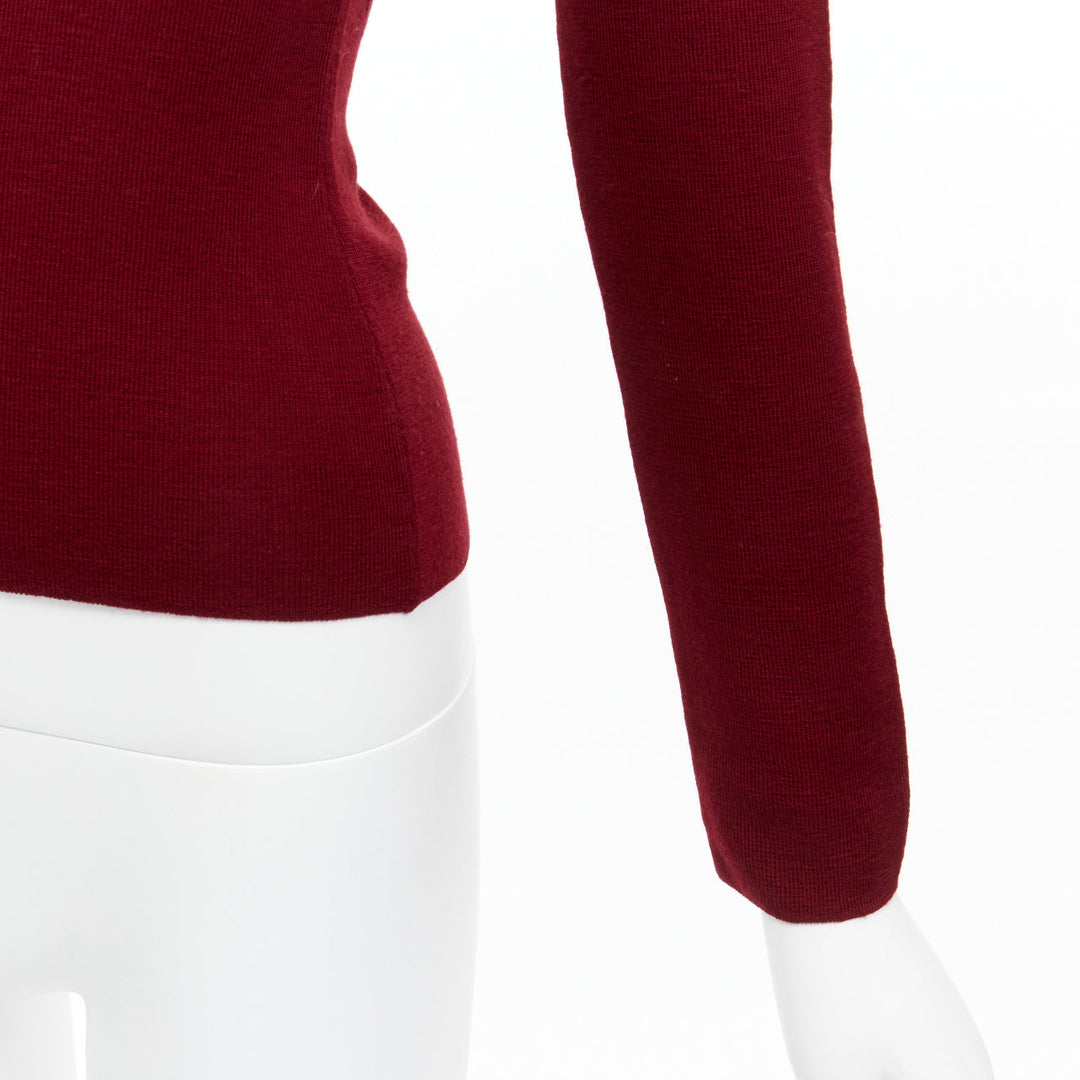 DOLCE GABBANA Vintage red 100% virgin wool V neck long sleeve sweater IT42 M