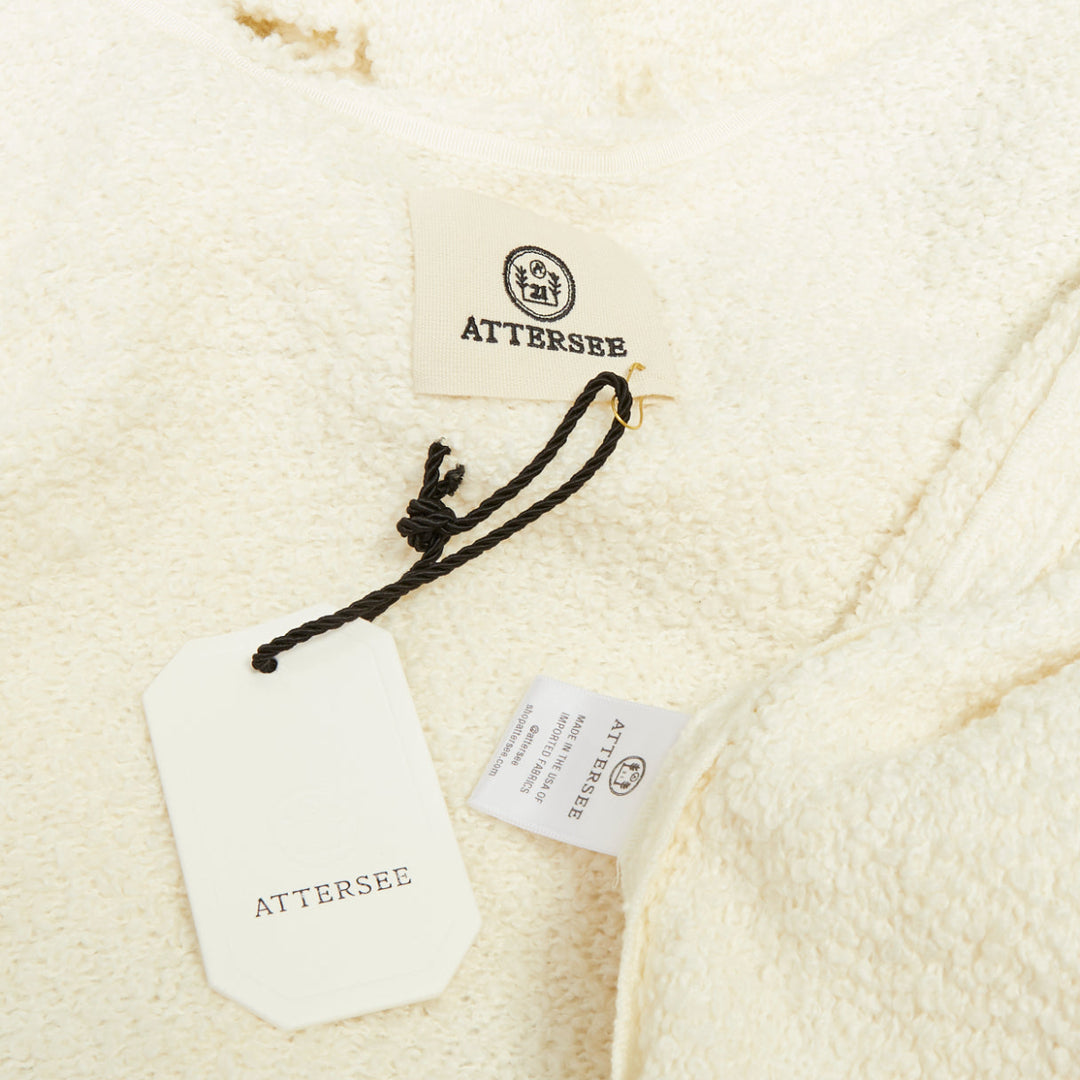 ATTERSEE 2022 The Boucle Poncho ivory textured detachable scarf outerwear OS