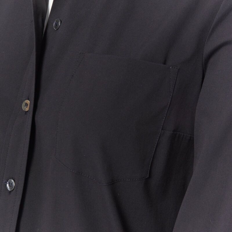 MICHAEL KORS black peak spread collar folded cuffs patch pocket long shirt US0