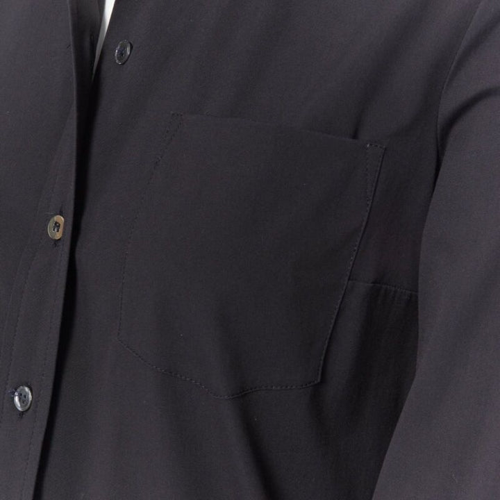 MICHAEL KORS black peak spread collar folded cuffs patch pocket long shirt US0