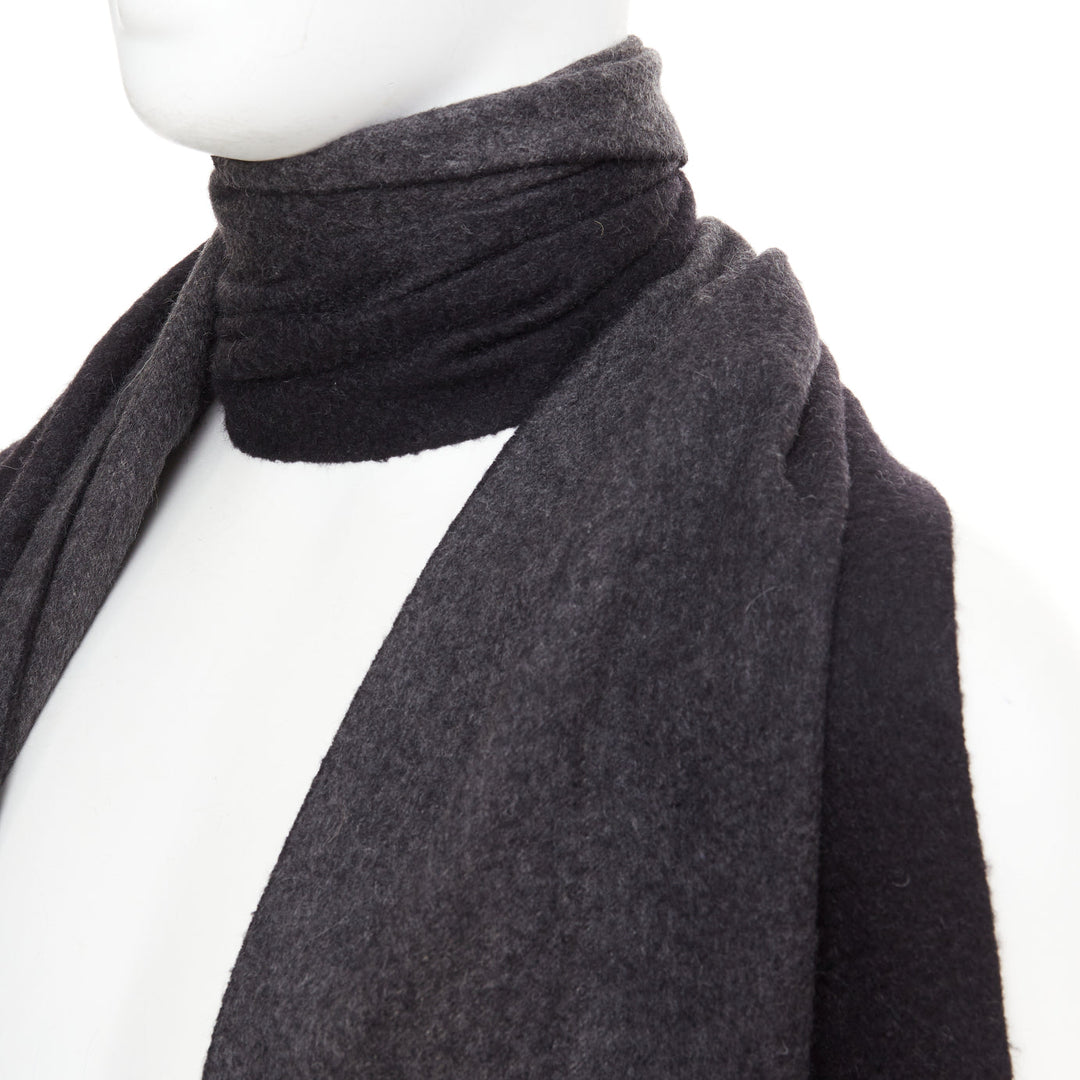 PRADA 2011 grey black 100% cashmere ombre fringe long scarf