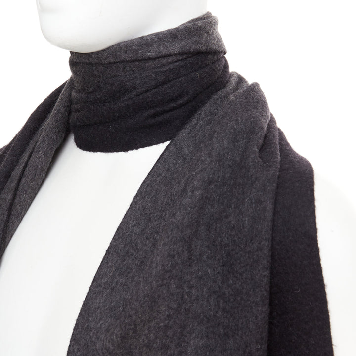 PRADA 2011 grey black 100% cashmere ombre fringe long scarf