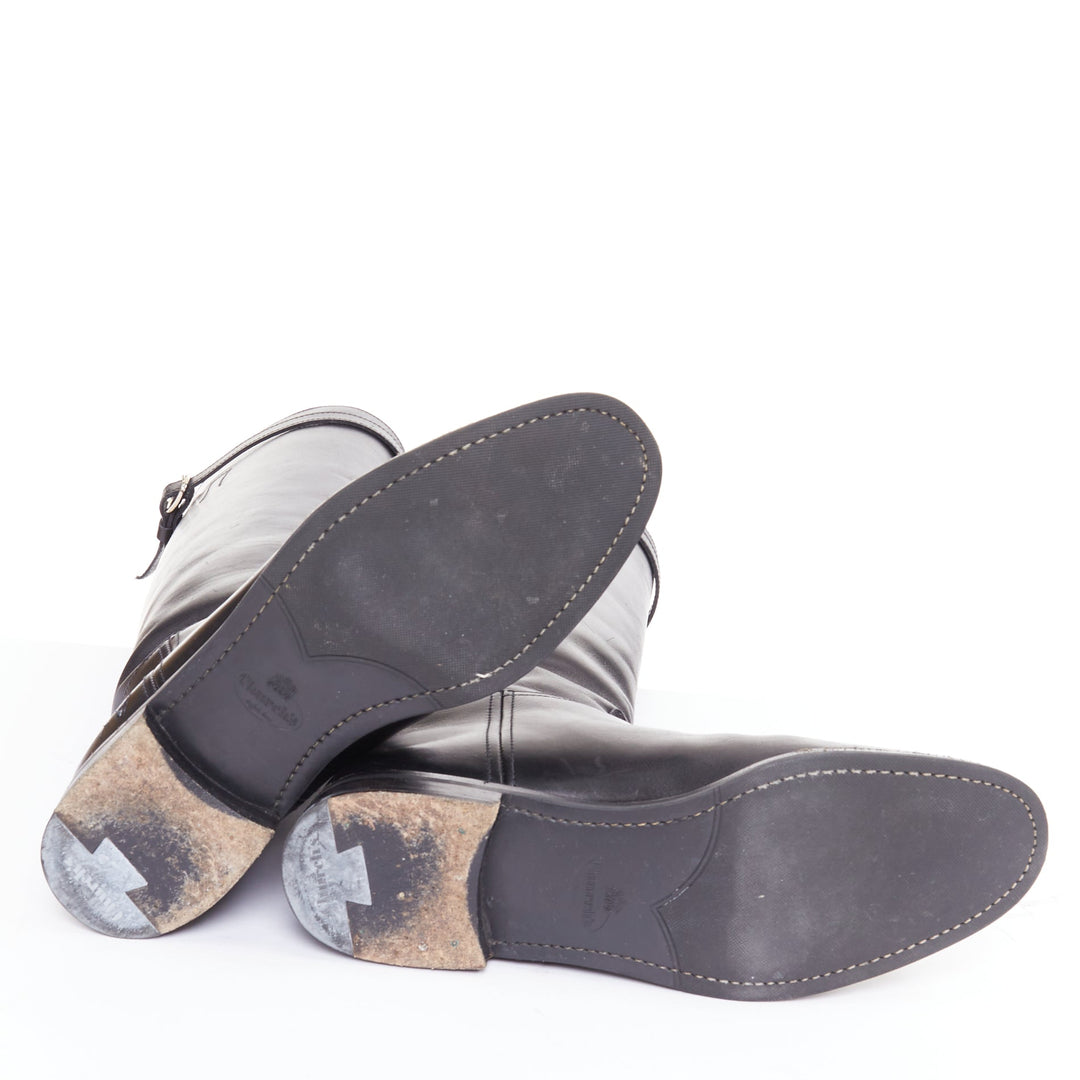 CHURCH'S Michelle G. black leather silver buckle tall riding boots EU37