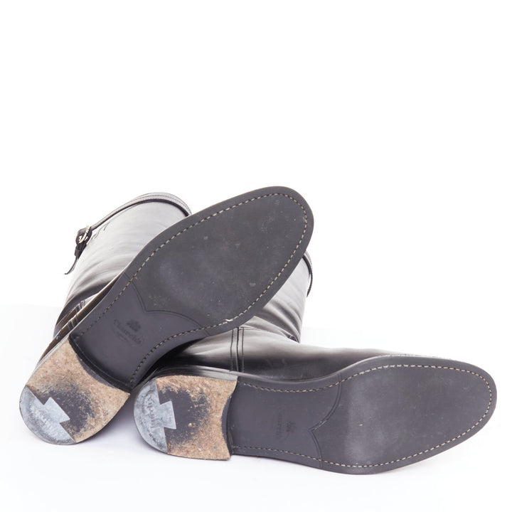 CHURCH'S Michelle G. black leather silver buckle tall riding boots EU37