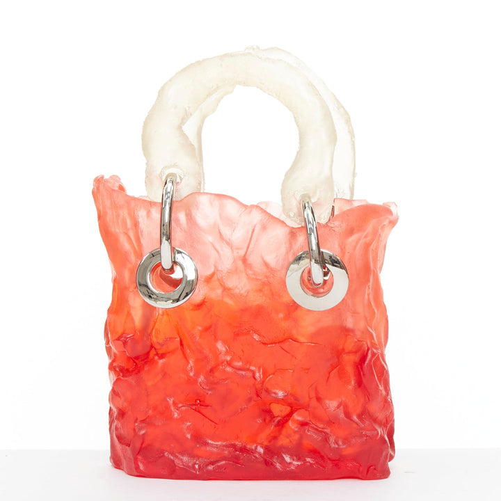 OTTOLINGER Otto handcrafted red clear ombre jelly hardware top handle bag