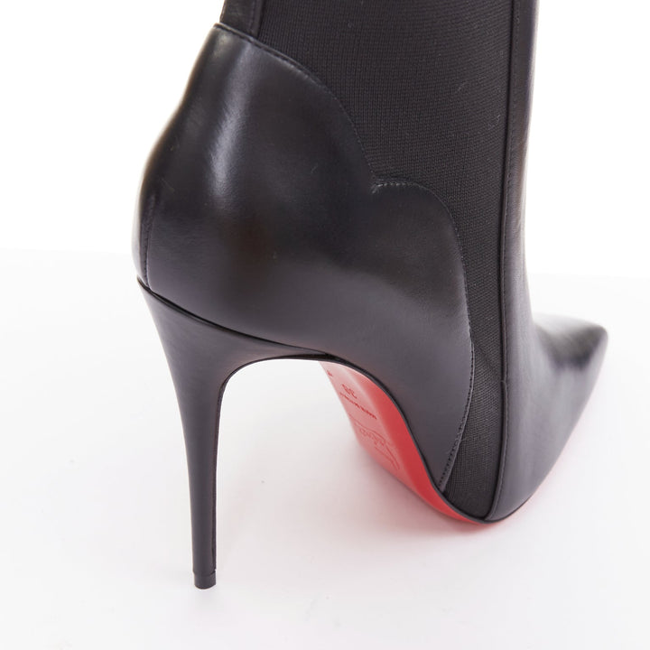 CHRISTIAN LOUBOUTIN Chelsea Chick Booty 100 black gusset ankle boots EU38 US8