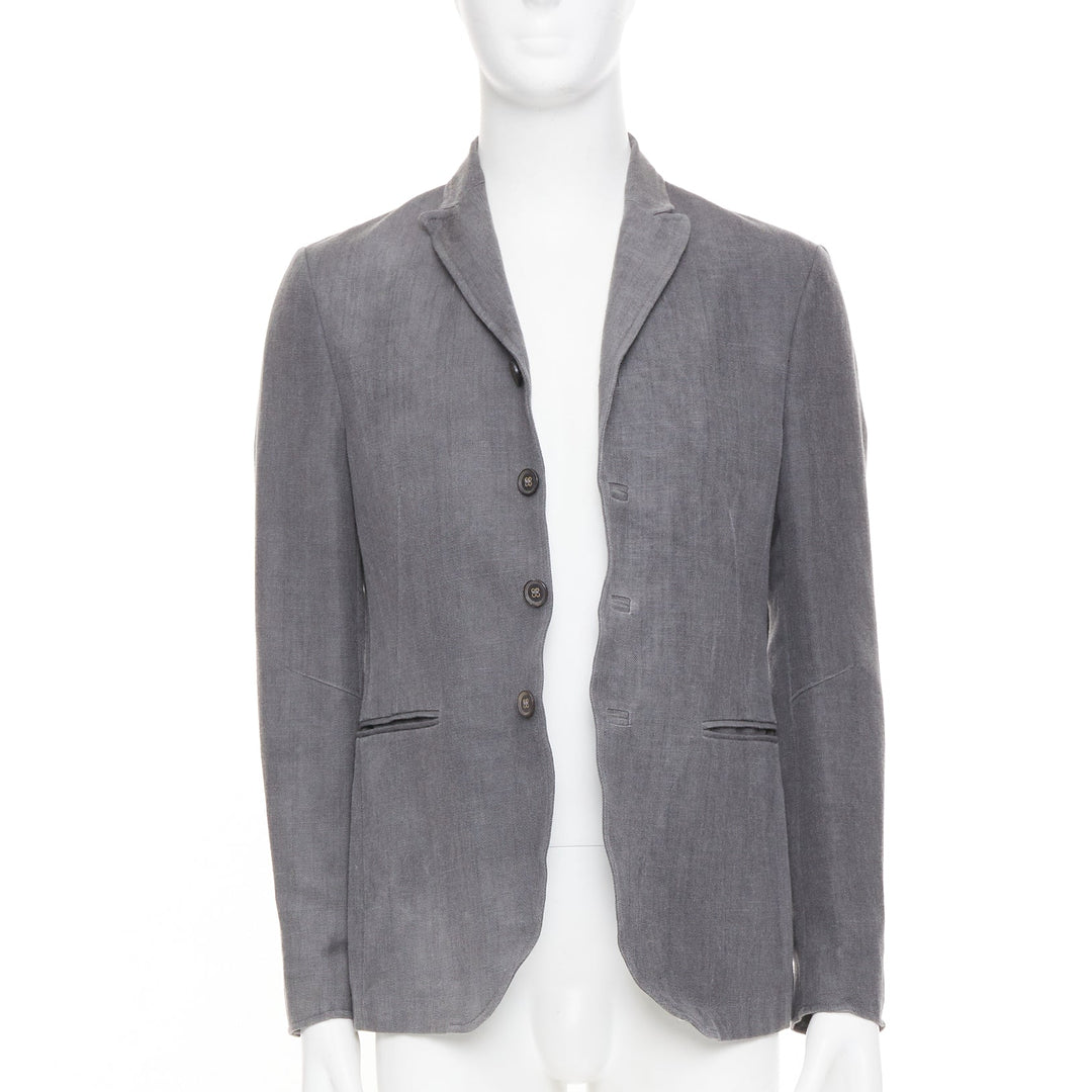 JOHN VARVATOS 2015 high break notch lapel textured button grey jacket EU44 XS