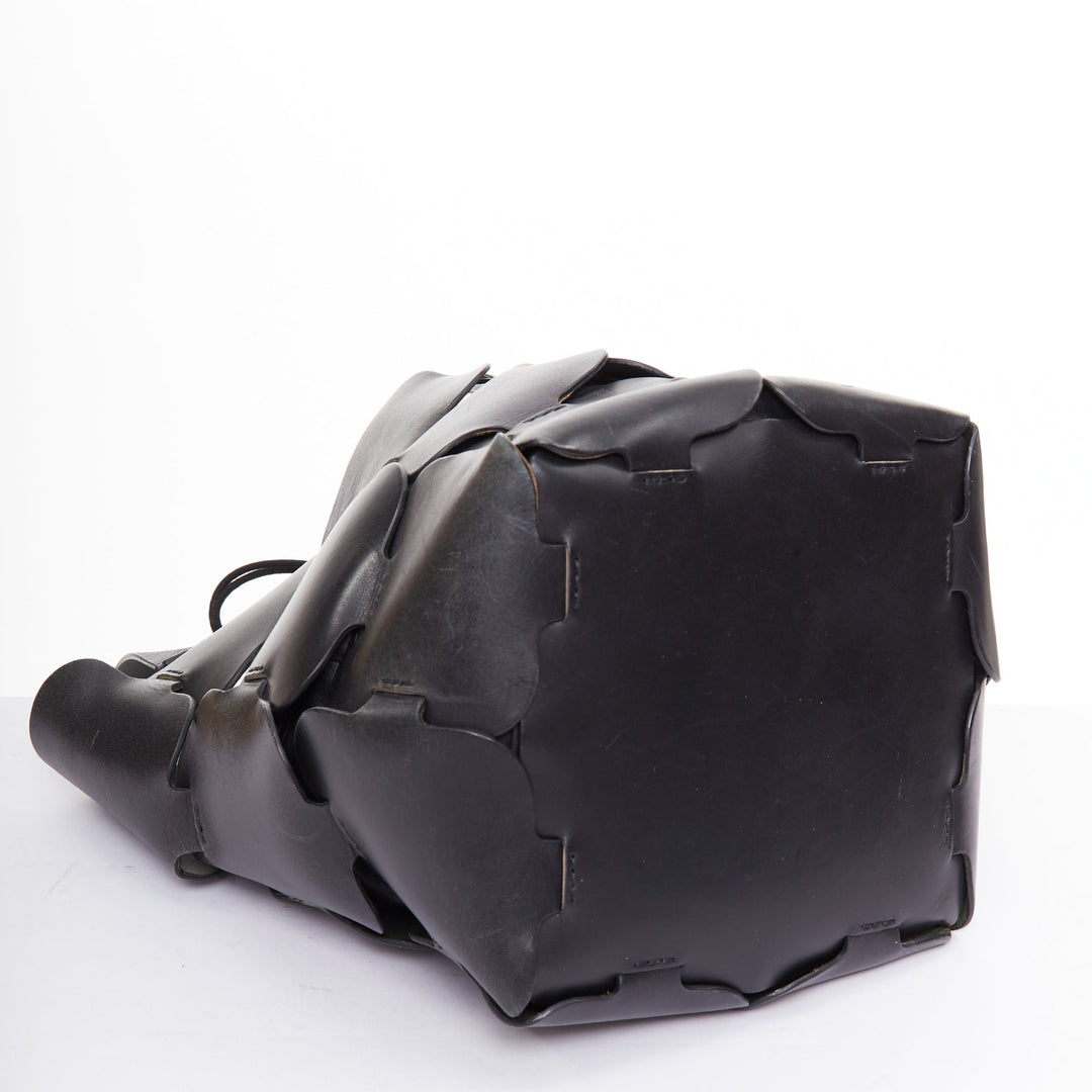 PACO RABANNE Bucket black puzzle leather patch medium shoulder bag