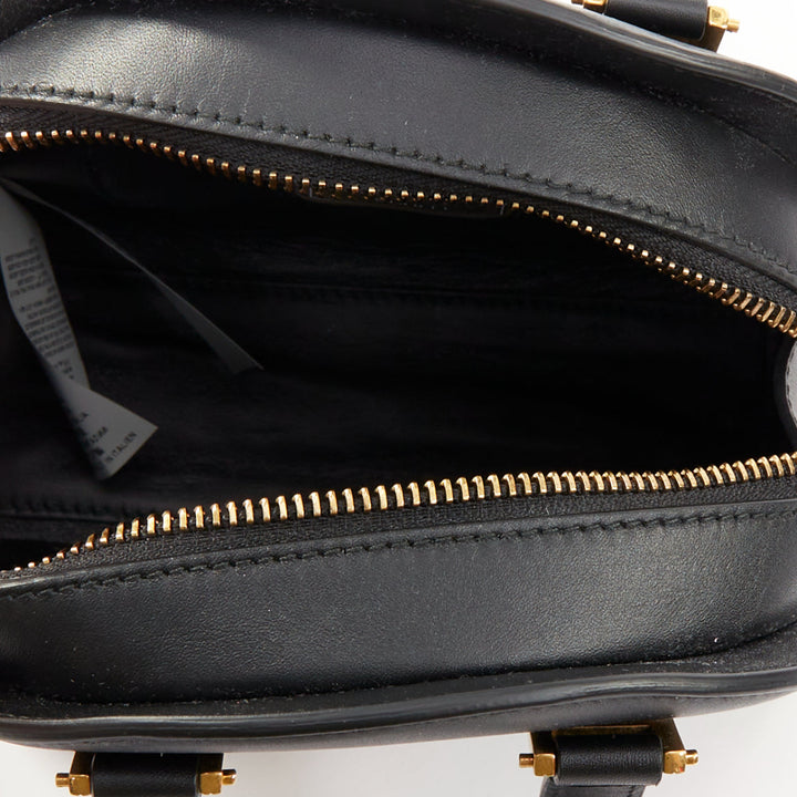 VERSACE 2018 Runway Tribute Medallion small black leather gold buckles bag