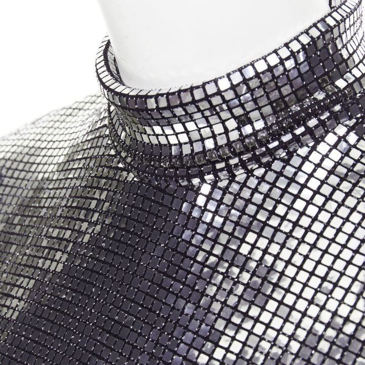 MAISON MARGIELA MM6 2023 silver disco ball sequinned stretch long sleeve top S