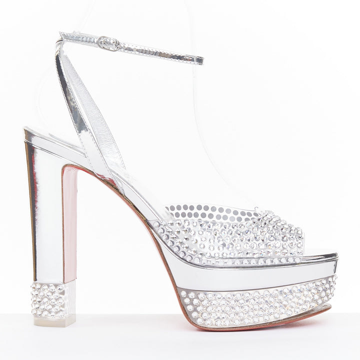 CHRISTIAN LOUBOUTIN Bridal Cassandrissima Alta 130 crystal silver platform EU36