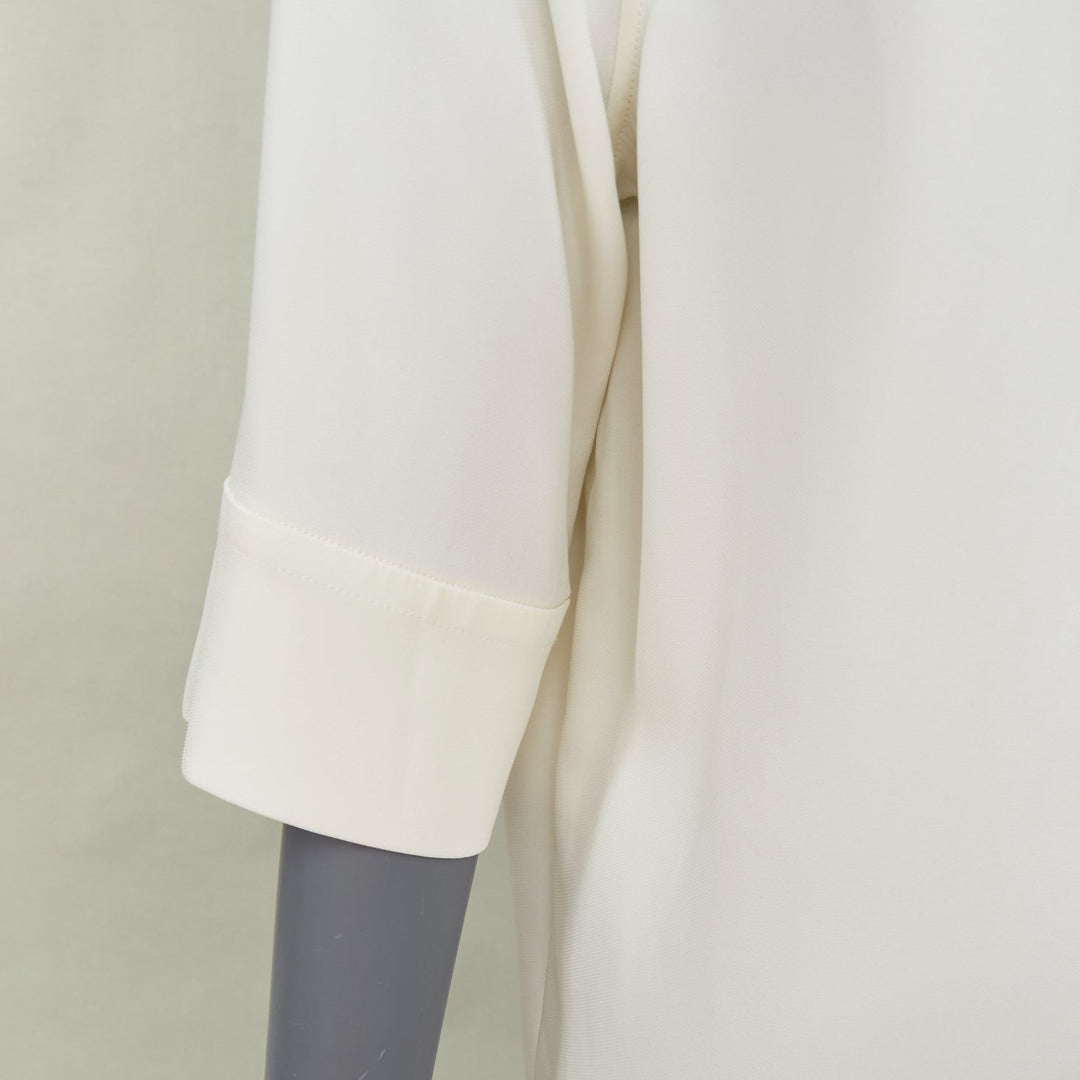 ANINE BING off white relaxed cuffed short sleeve viscose blend shirt XS