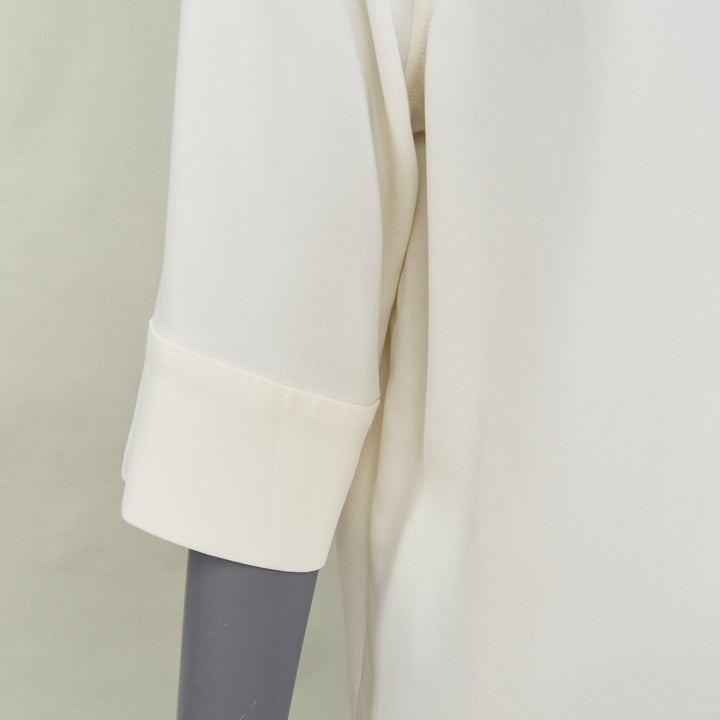 ANINE BING off white relaxed cuffed short sleeve viscose blend shirt XS
