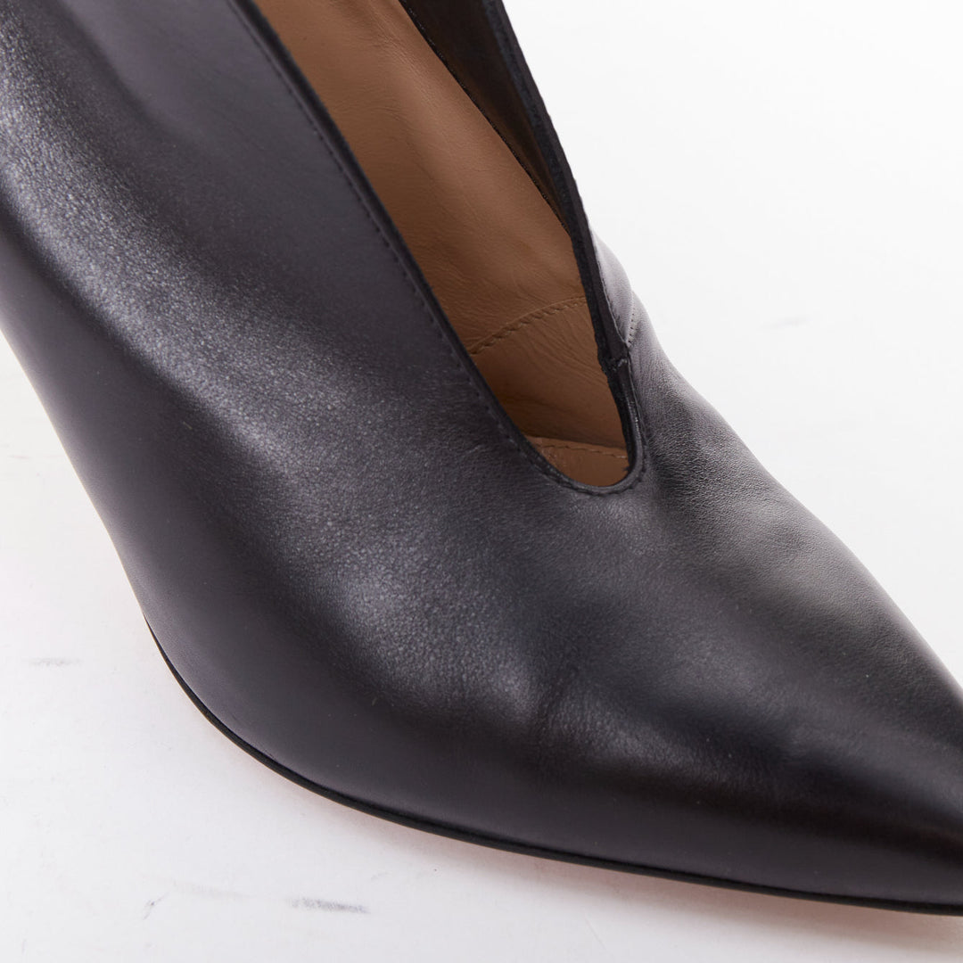 GIANVITO ROSSI Vania 85 black leather slit vamp heeled pumps EU36