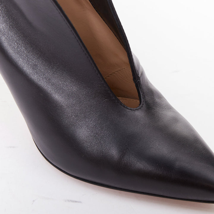 GIANVITO ROSSI Vania 85 black leather slit vamp heeled pumps EU36