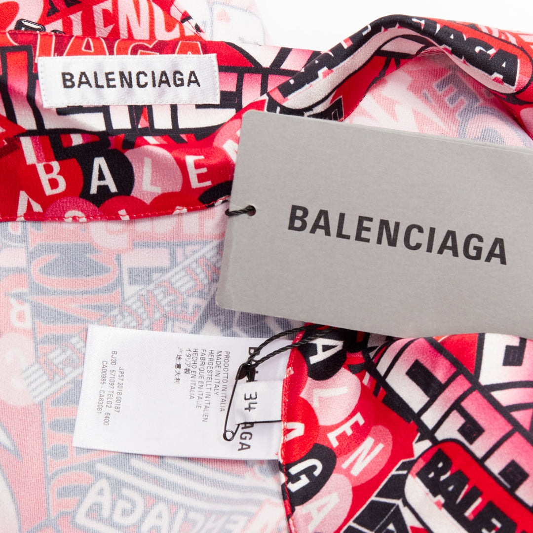 BALENCIAGA Demna 2019 Runway red all collage self tie wrap maxi skirt FR34 XS