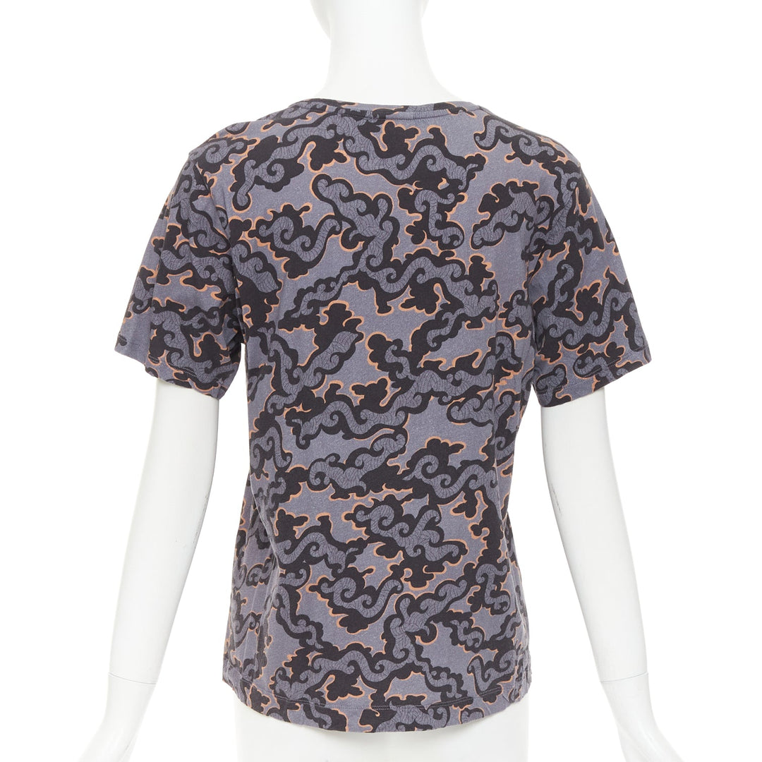 DRIES VAN NOTEN 2013 purple orange oriental cloud print felt applique tshirt S