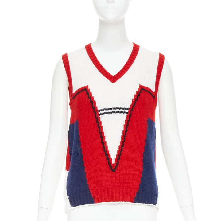 PRADA 2016 Runway 100% cashmere colorblocked intarsia sweater vest IT38 XS