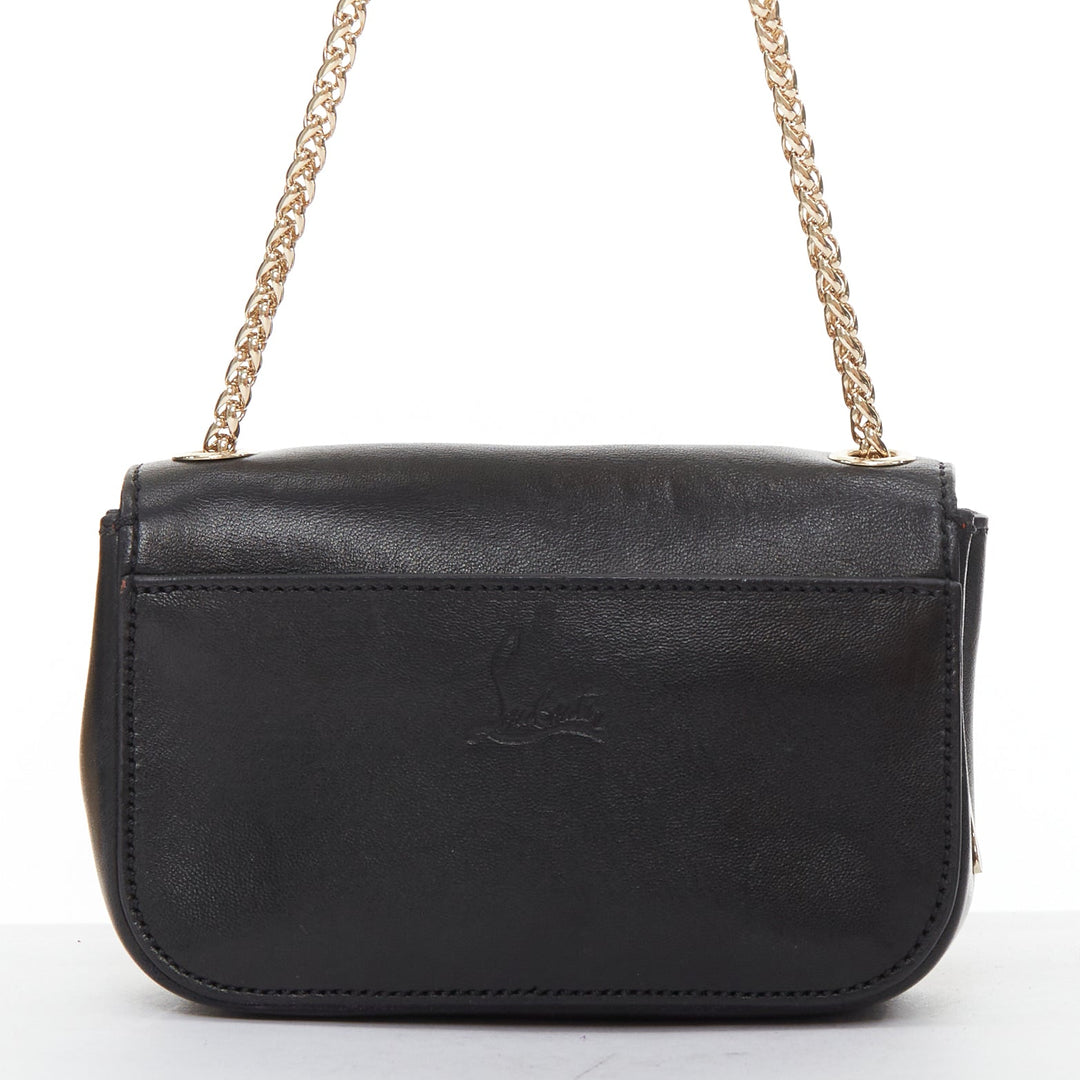 CHRISTIAN LOUBOUTIN Sweet Charity Heart black red patent mini crossbody bag