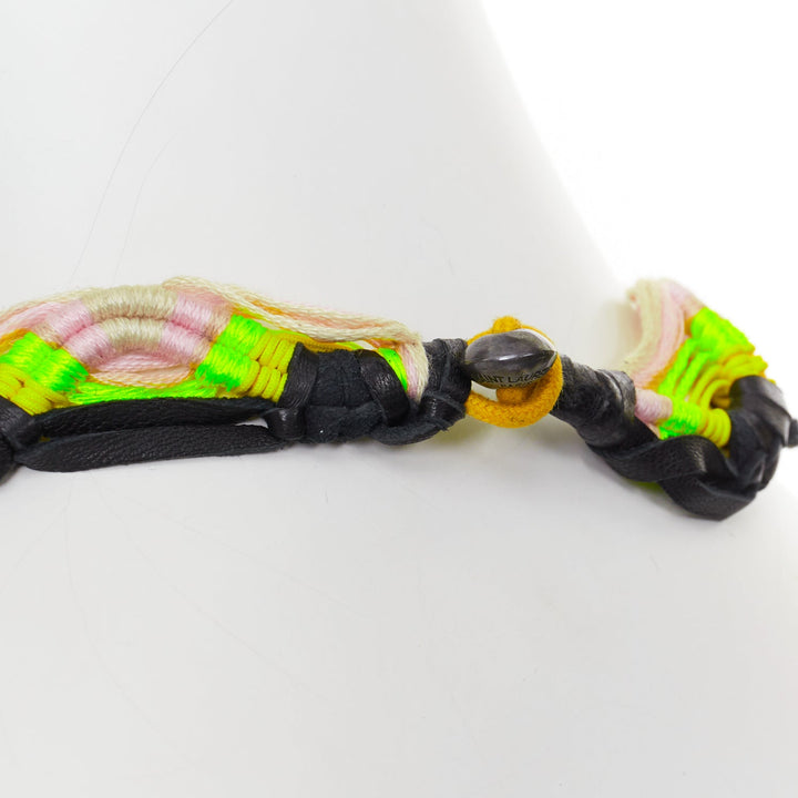 rare SAINT LAURENT Hedi Slimane 2015 Runway Surf Sound leather braided necklace