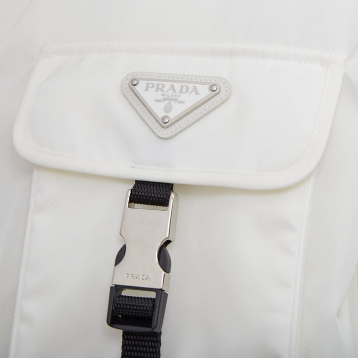 PRADA 2021 Re-Nylon nylon technical buckles pocket transformable shirt jacket XL
