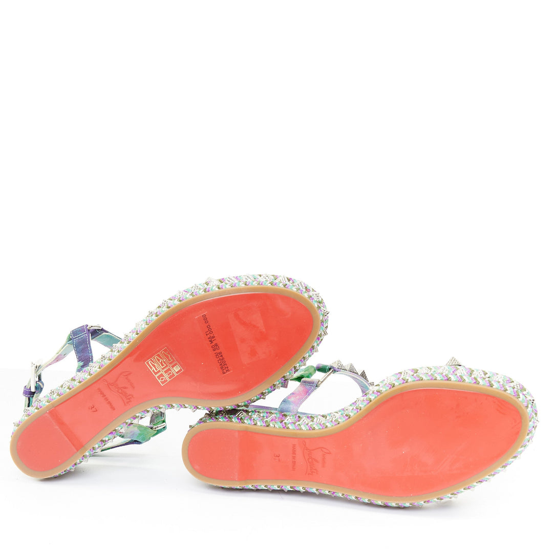 CHRISTIAN LOUBOUTIN Pyraclou 60 tie dye studded espadrille wedges EU37