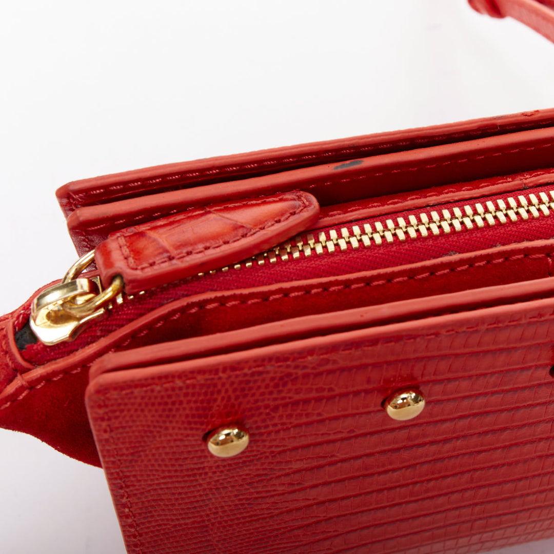 ALEXANDER WANG Pelican Sling red croc embossed leather studded crossbody bag