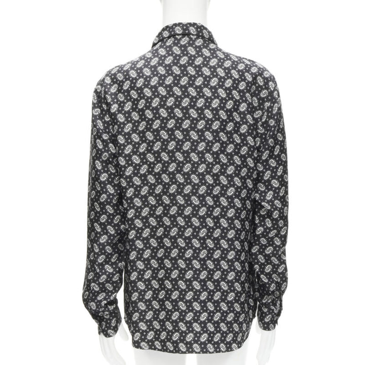 Male mannequin wearing Dolce Gabbana Black Silk Men Shirt in Size  L | Available at JHROP