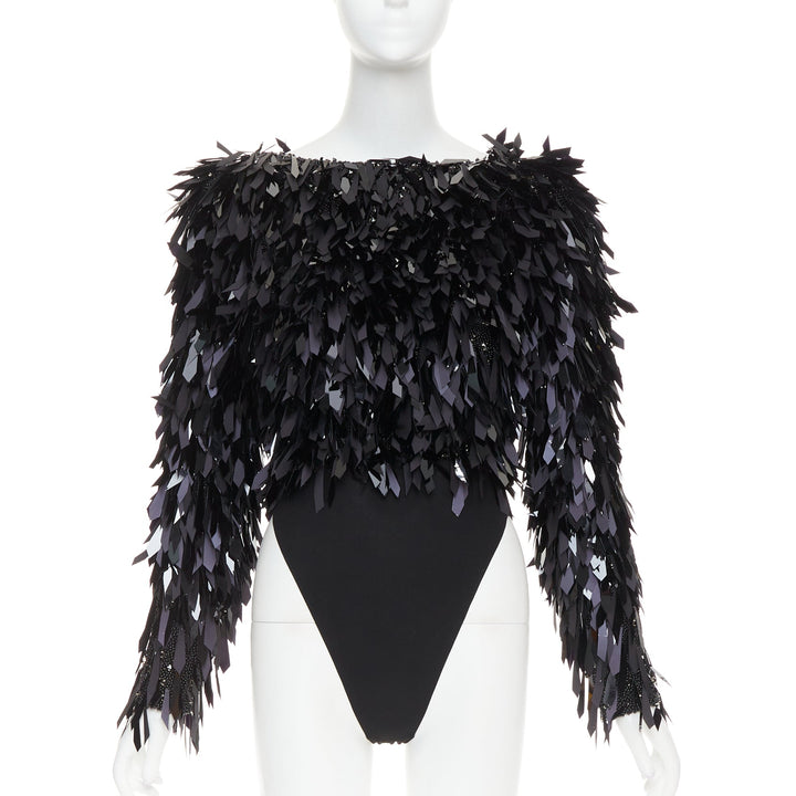 rare ALEXANDRE VAUTHIER COUTURE AW2023 Runway black filigree pailette beaded top