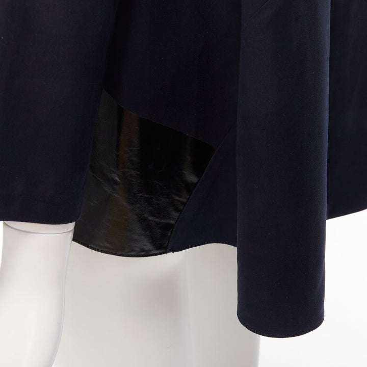 BALENCIAGA 2012 black coated hem 3/4 sleeves flared boxy top FR38 M