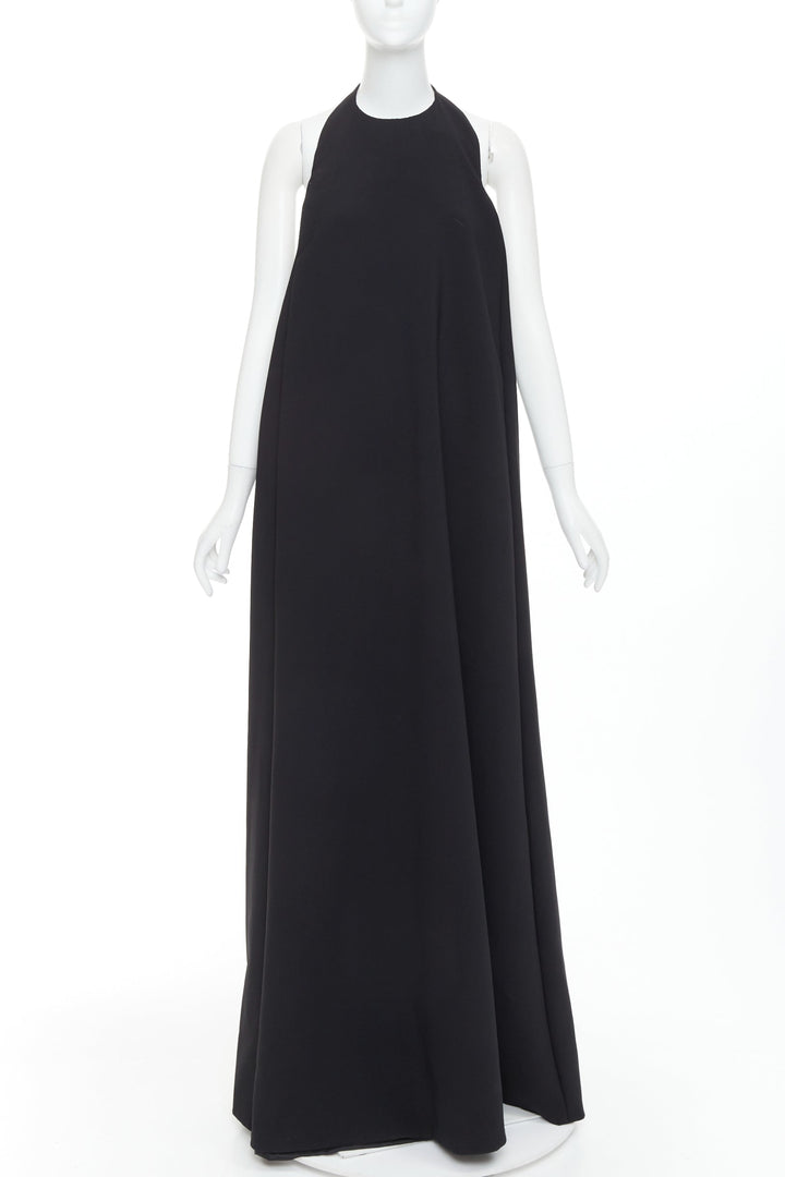 ALEXANDRE VAUTHIER COUTURE black halter neck cowl back voluminous maxi gown