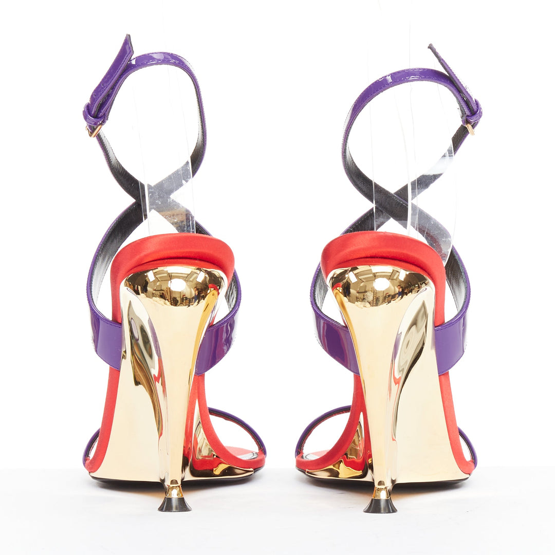 SAINT LAURENT Gippy Wedge Acinus Violet purple red metallic wedge heels EU36.5