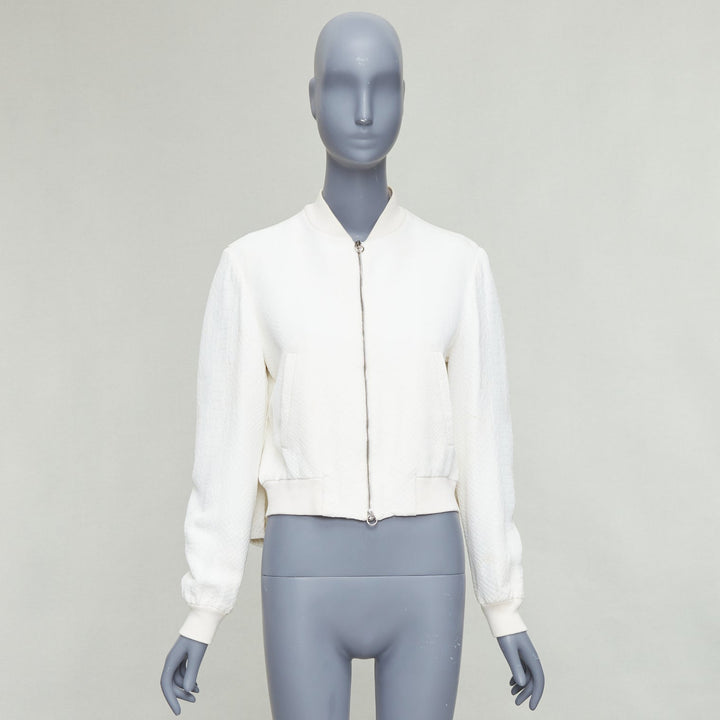 STELLA MCCARTNEY 2013 white scale jacquard cropped bomber IT40 S