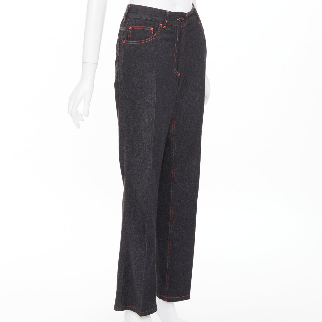 DOLCE GABBANA Vintage black viscose red topstitch high waisted jeans IT38 XS