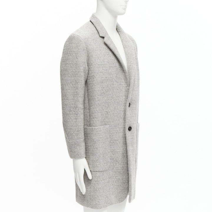 JIL SANDER grey virgin wool mohair alpaca blend minimalist coat IT48 M